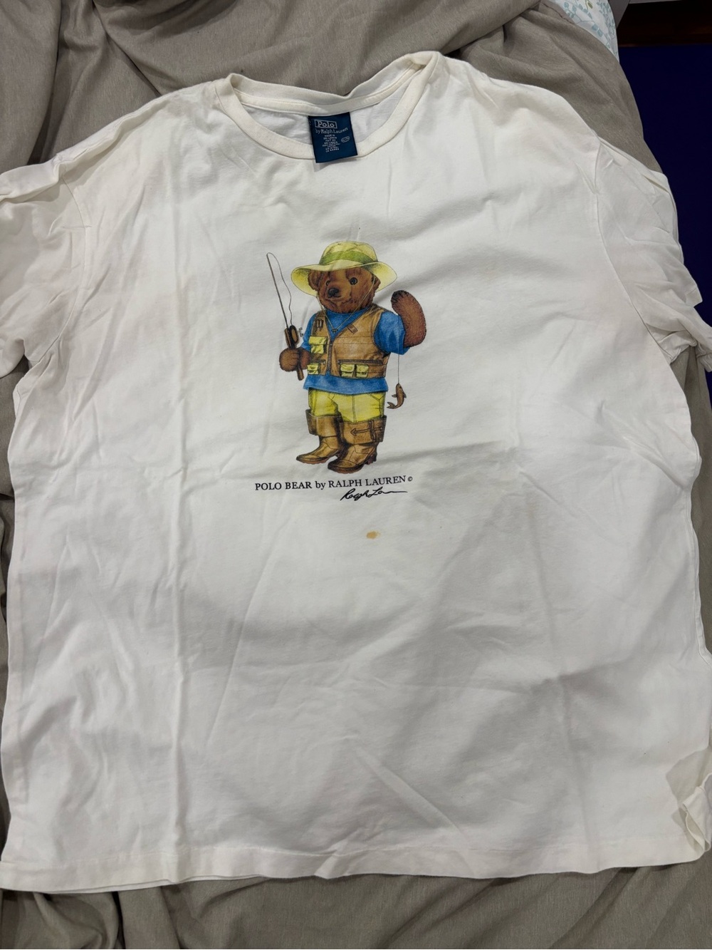 Polo Ralph Lauren Men’s Fishing White Polo Bear Graphic Tee
